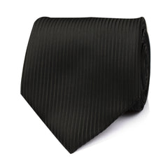 Jet Black Stripes Necktie Front View