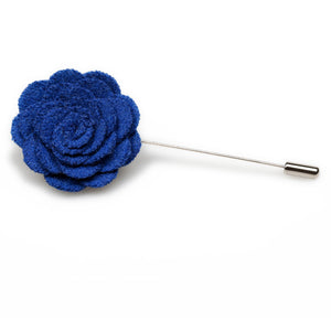 Jeune Blue Wool Flower Lapel Pin