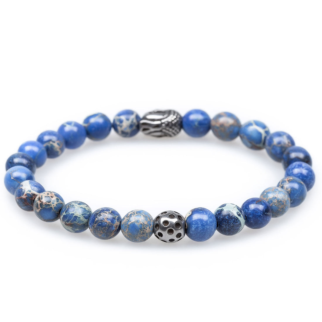 Jojitsu Blue Shattuckite Buddha Mens Bracelet