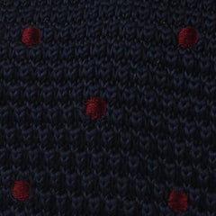 Winnfield Navy Blue with Maroon Polkadots Knitted Tie Fabric