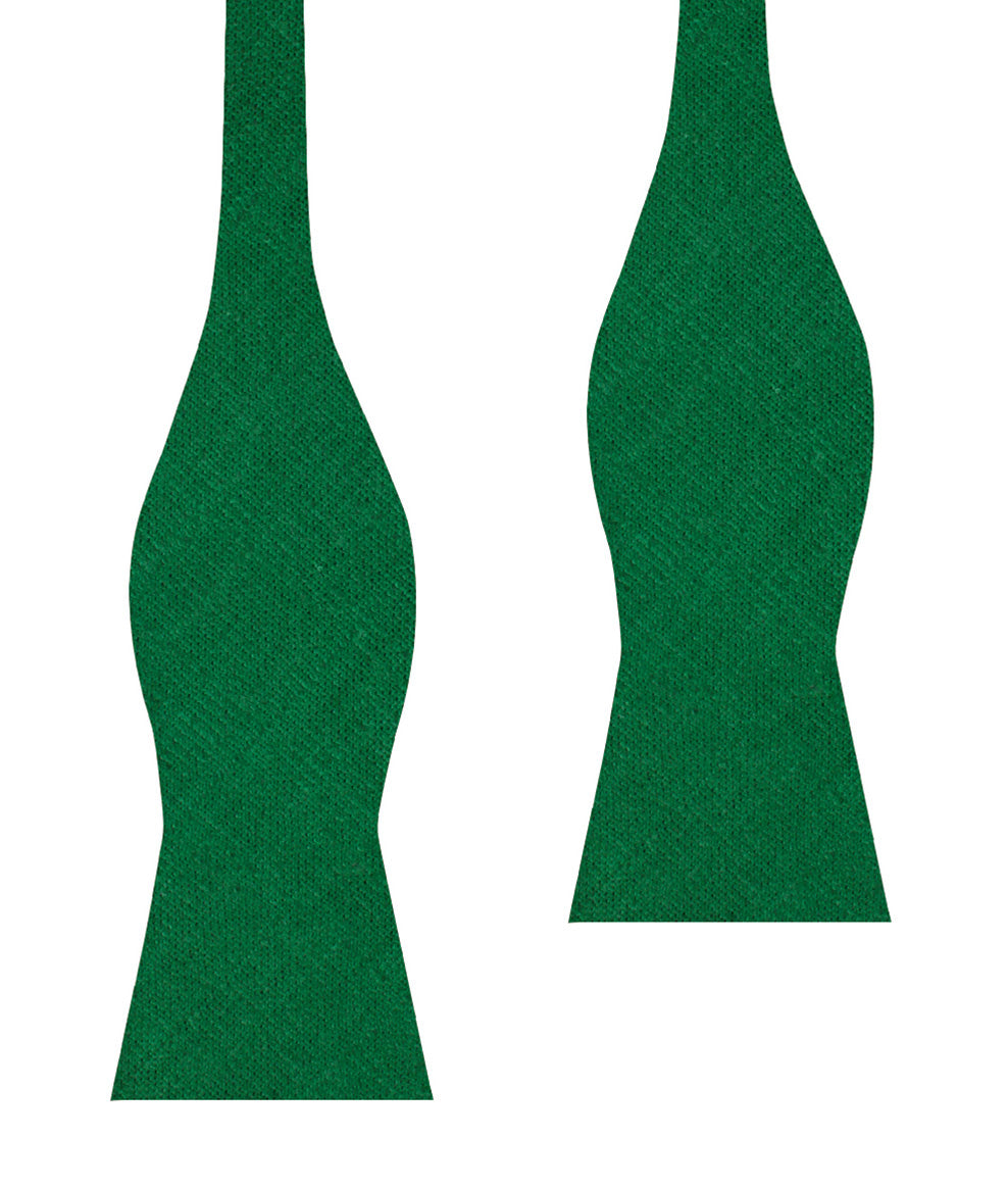 Juniper Dark Green Grain Linen Self Bow Tie