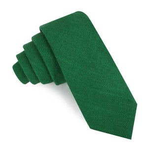 Juniper Dark Green Grain Linen Skinny Tie