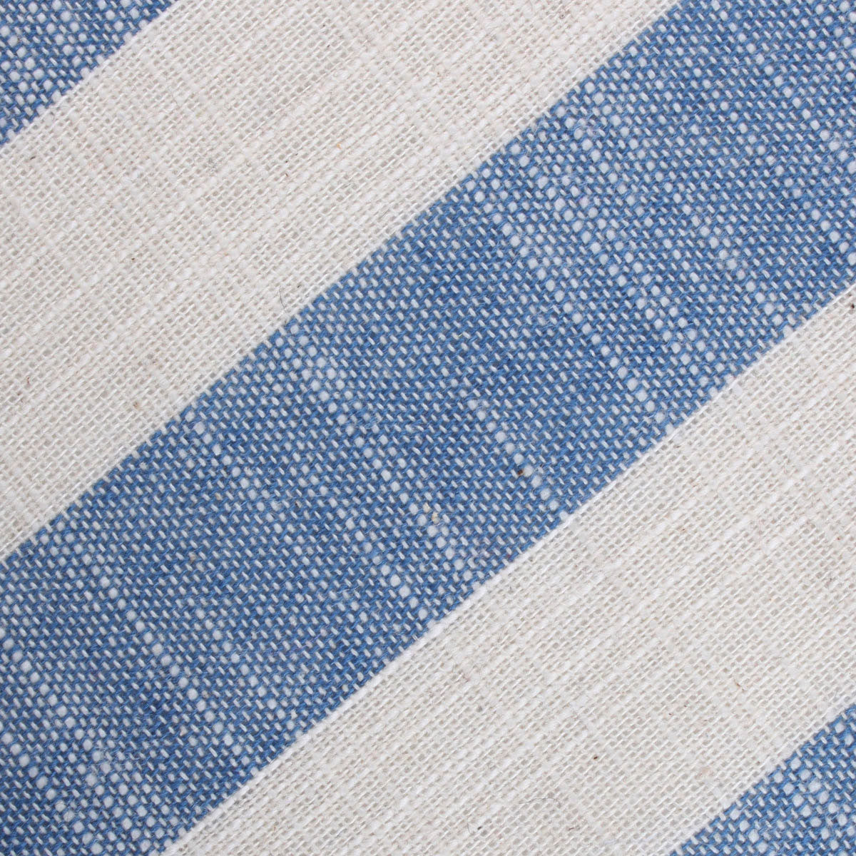 Kara Ada Light Blue Striped Linen Fabric Pocket Square