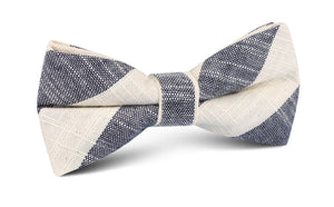 Kekova Blue Striped Linen Bow Tie