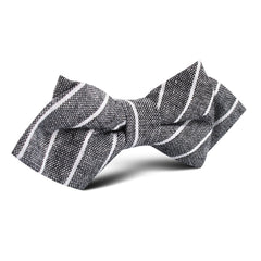 Kettle Linen Black Pinstripe Diamond Bow Tie