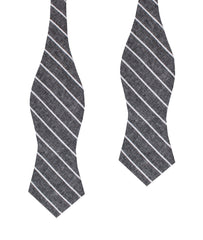 Kettle Linen Black Pinstripe Diamond Self Bow Tie