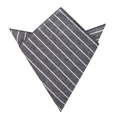 Kettle Linen Black Pinstripe Pocket Square