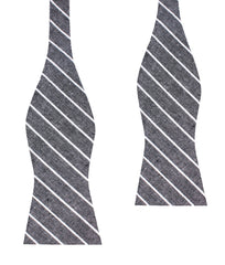 Kettle Linen Black Pinstripe Self Bow Tie