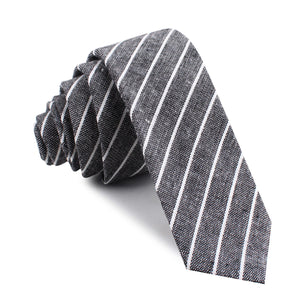 Kettle Linen Black Pinstripe Skinny Tie