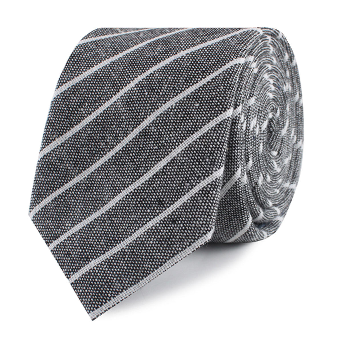 Kettle Linen Black Pinstripe Slim Tie