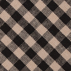 Khaki Black Gingham Blend Fabric Mens Bow Tie