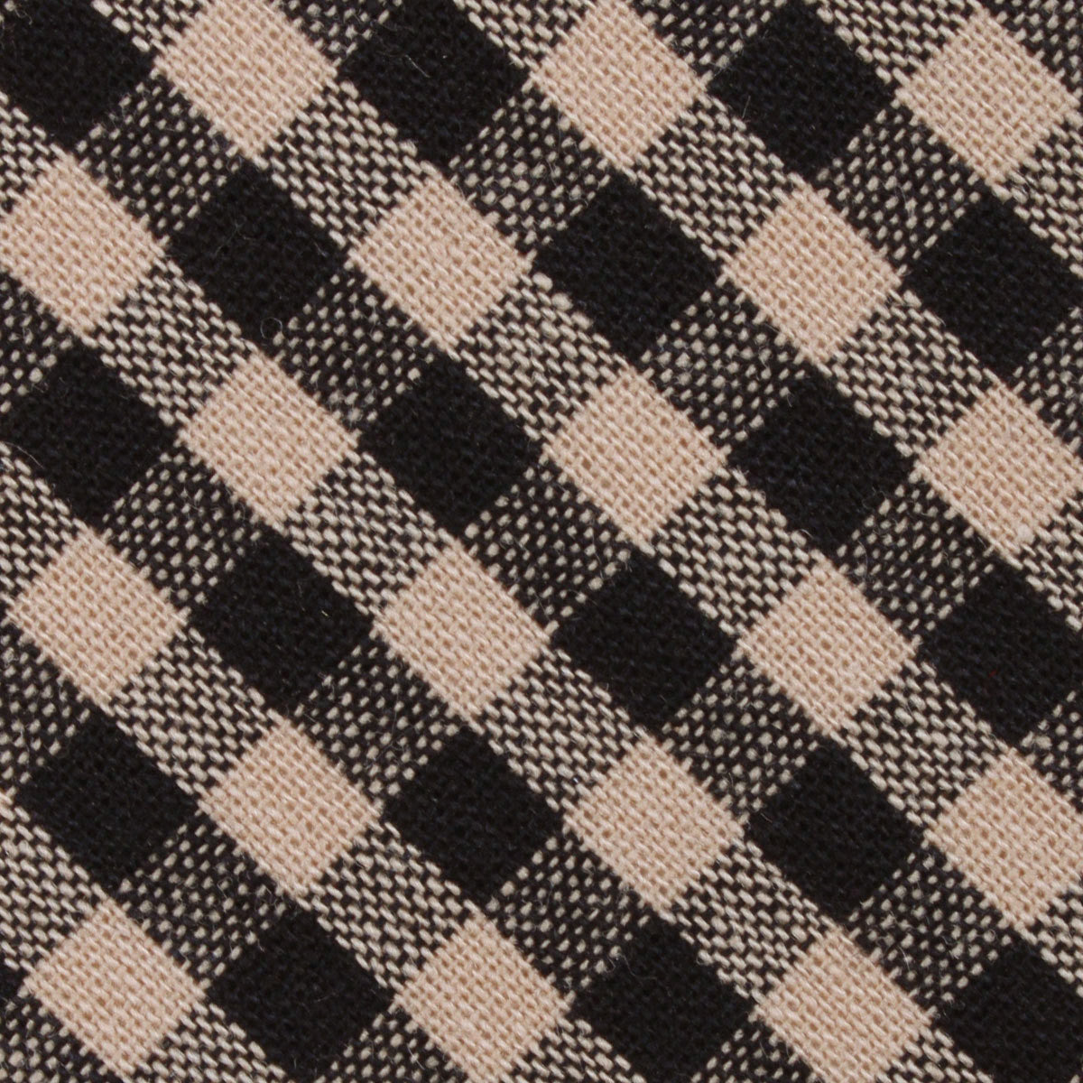 Khaki Black Gingham Blend Fabric Pocket Square