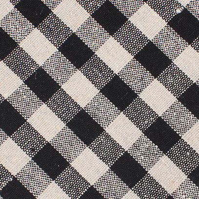 Khaki & Black Gingham Linen Fabric Mens Bow Tie