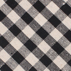 Khaki & Black Gingham Linen Fabric Mens Diamond Bowtie