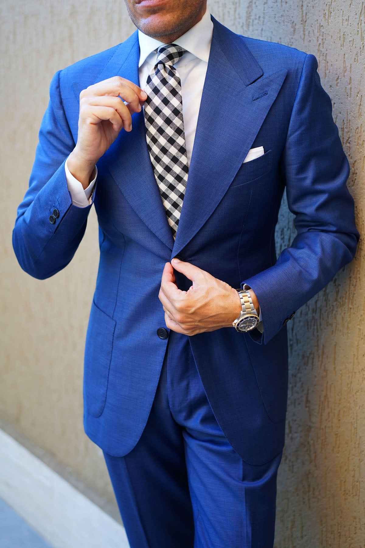 Khaki & Black Gingham Linen Tie | Brown Plaid Ties | Men's Neckties AU ...