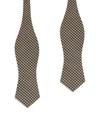 Khaki Green Gingham Blend Diamond Self Bow Tie