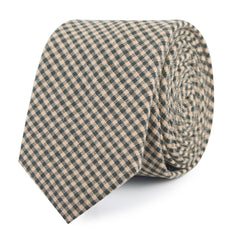 Khaki Green Gingham Blend Slim Tie