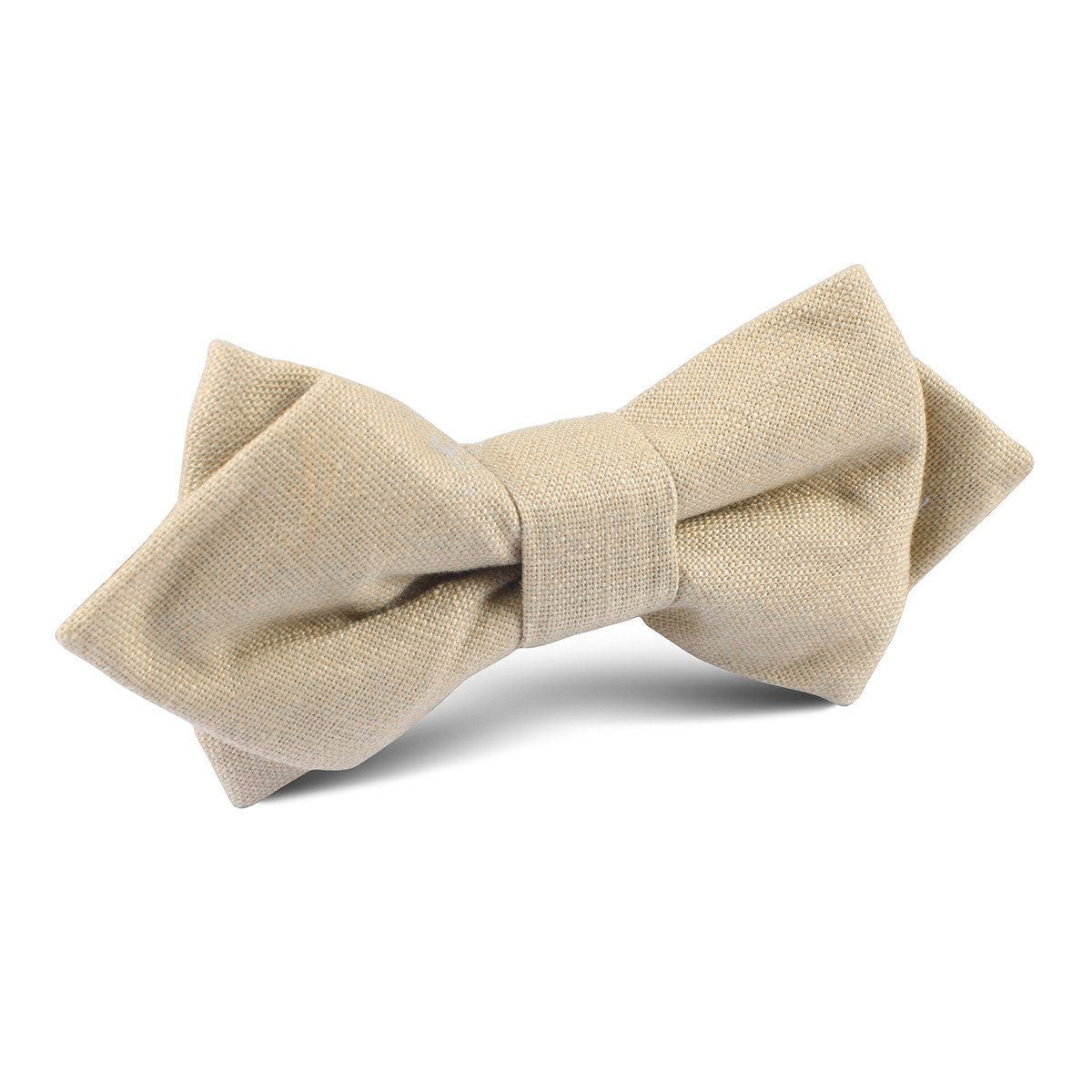 Khaki Linen Diamond Bow Tie