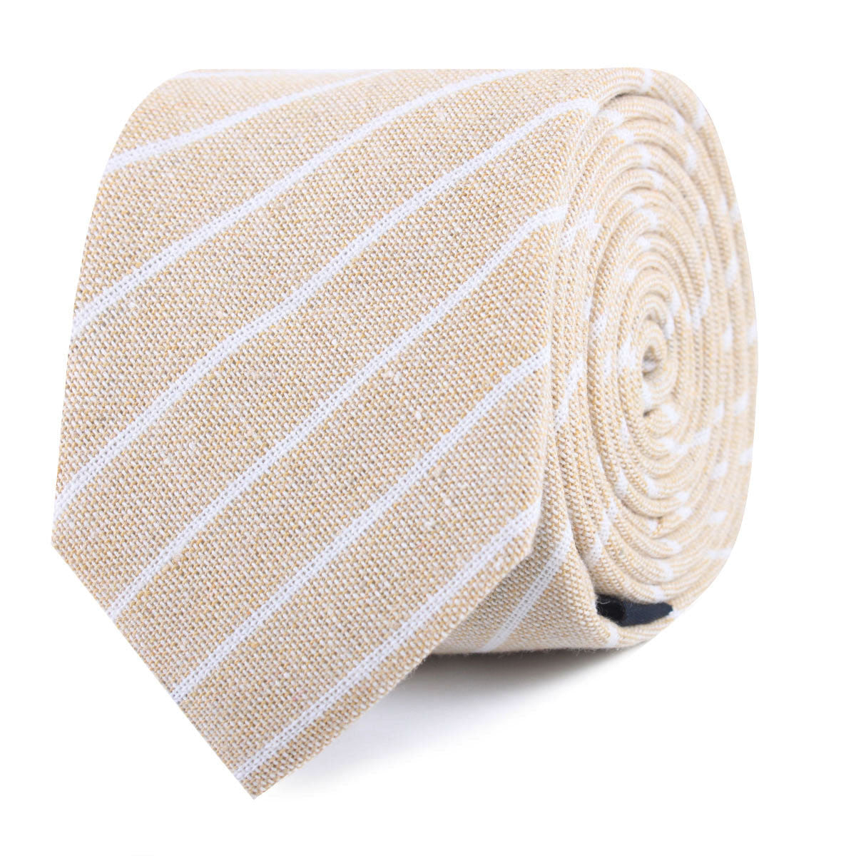 Khaki Linen Pinstripe Slim Tie