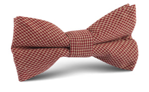 Khaki Red Houndstooth Blend Bow Tie