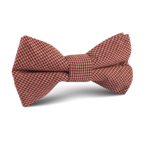Khaki Red Houndstooth Blend Kids Bow Tie