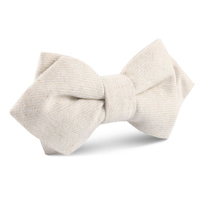 Khaki Twill Stripe Linen Diamond Bow Tie