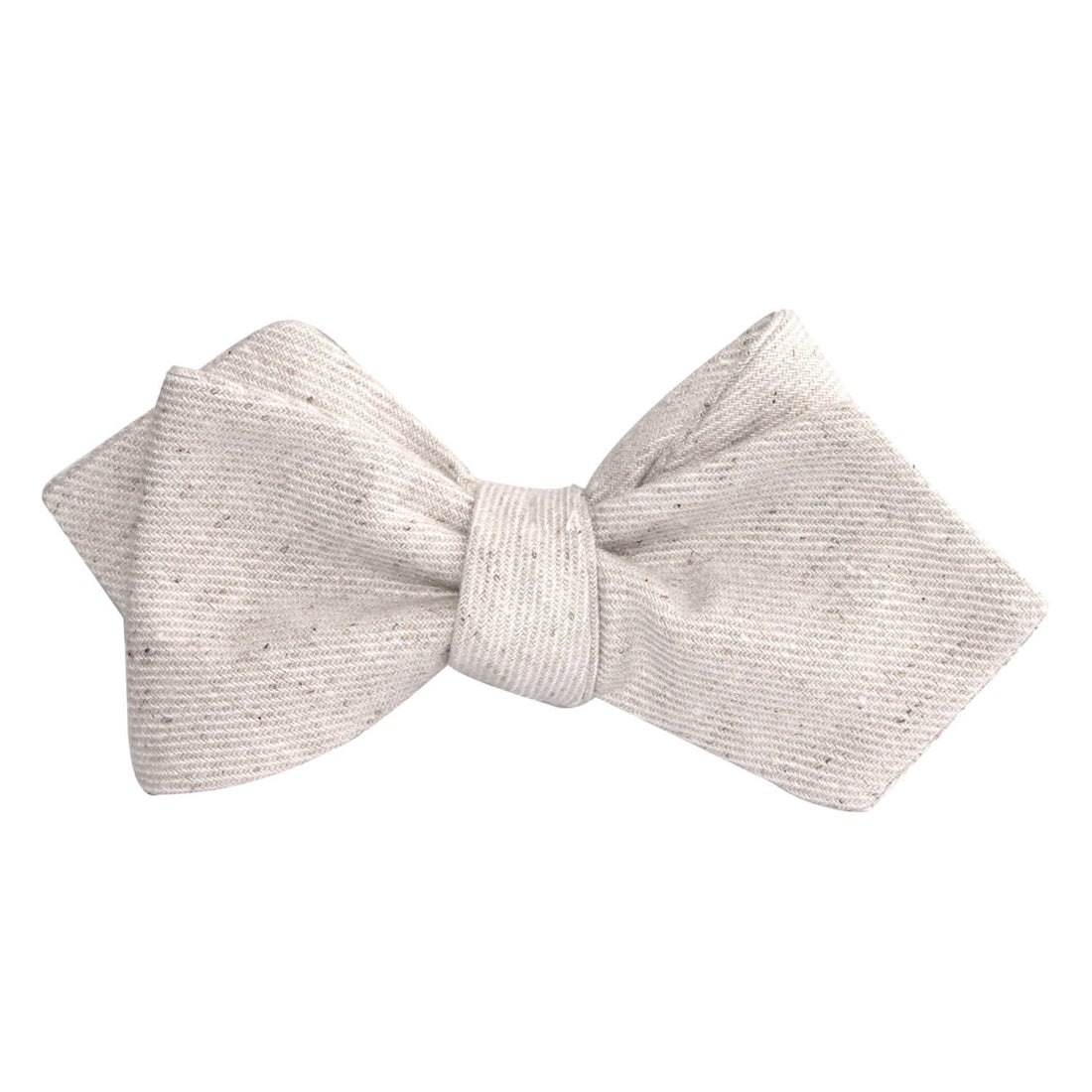 Khaki Twill Stripe Linen Self Tie Diamond Tip Bow Tie 2