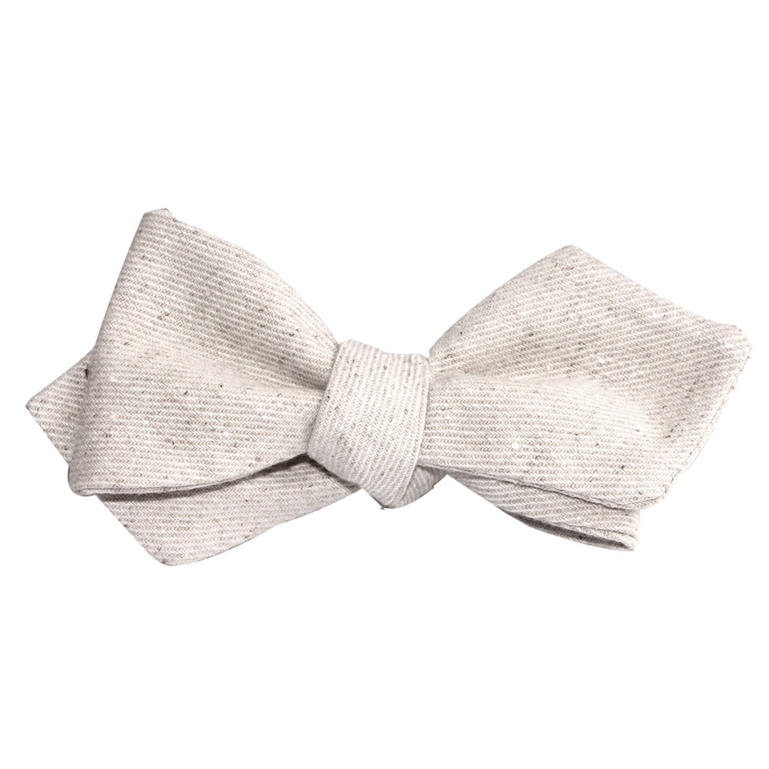 Khaki Twill Stripe Linen Self Tie Diamond Tip Bow Tie 3