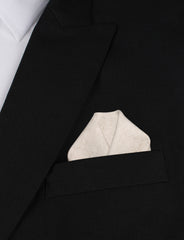 Khaki Twill Stripe Linen Winged Puff Pocket Square Fold