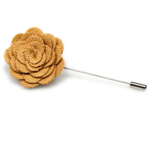 Khaki Wool Flower Lapel Pin