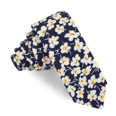Kitakyushu Daffodil Floral Skinny Tie
