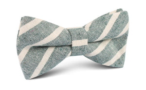Konya Chalk Stripe Green Linen Bow Tie