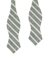 Konya Chalk Stripe Green Linen Diamond Self Bow Tie