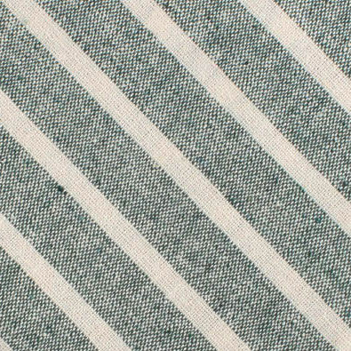 Konya Chalk Stripe Green Linen Fabric Skinny Tie