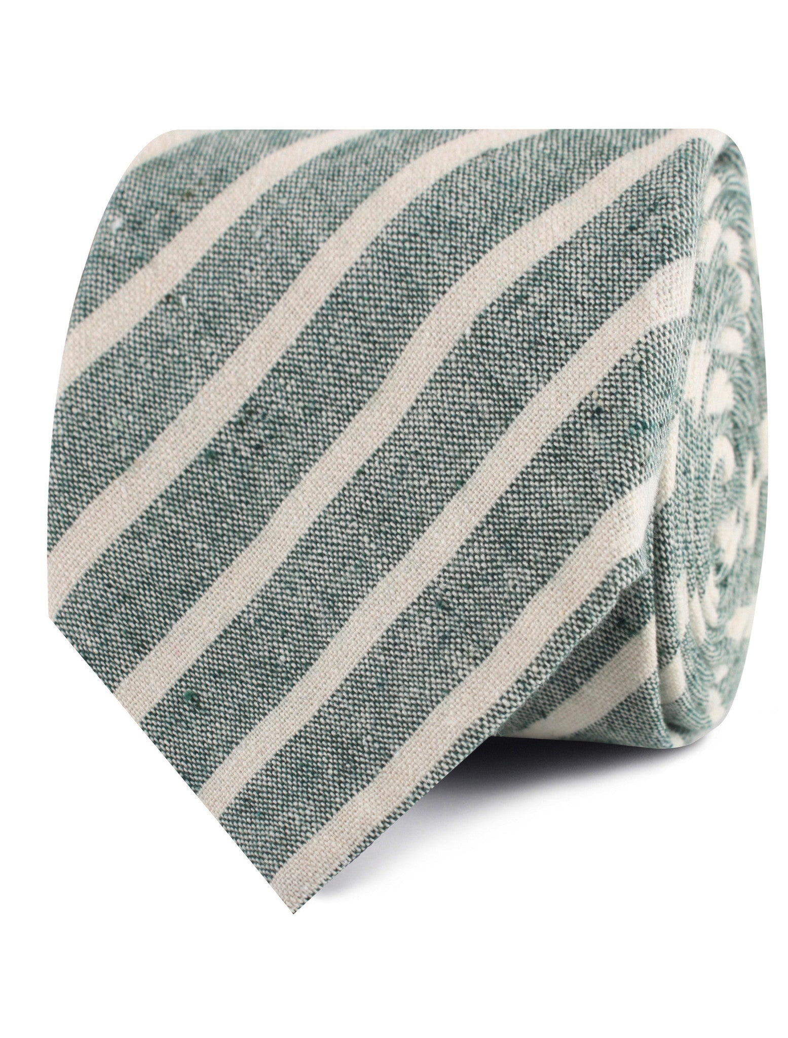 Konya Chalk Stripe Green Linen Necktie