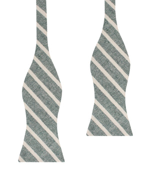 Konya Chalk Stripe Green Linen Self Bow Tie