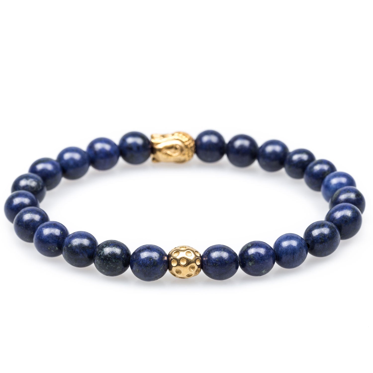 Lapis Lazuli Gold Buddha Mens Bracelet