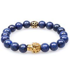 Lapis Lazuli Gold Sugar Skull Bracelet