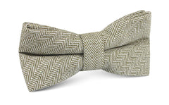 Laurel Green Herringbone Linen Bow Tie