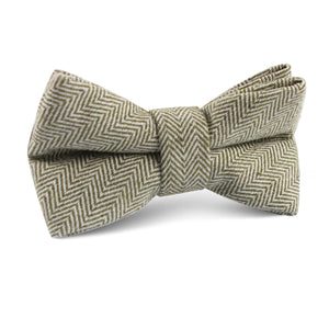 Laurel Green Herringbone Linen Kids Bow Tie