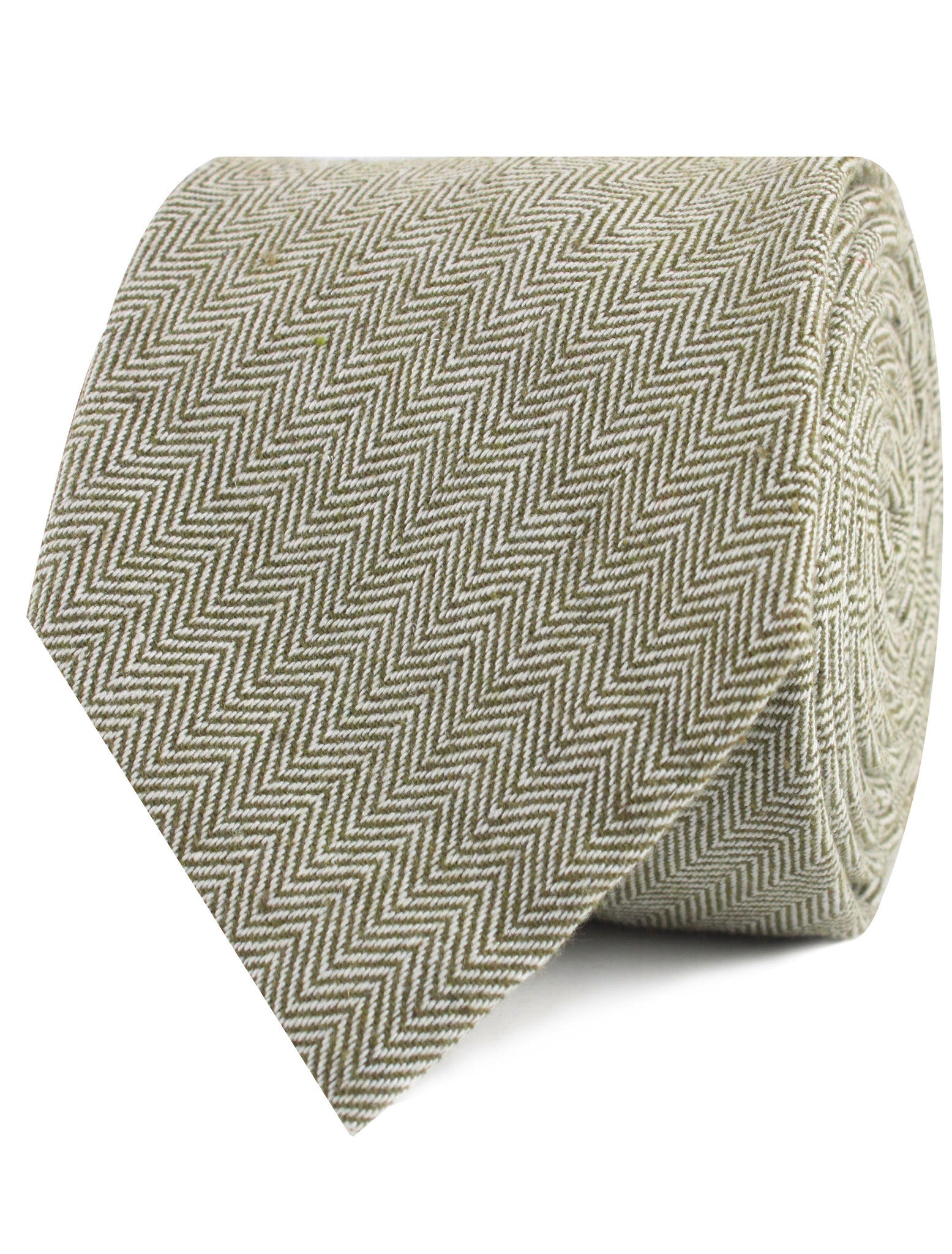 Laurel Green Herringbone Linen Necktie