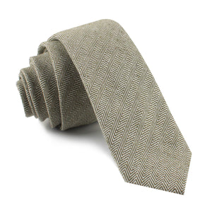 Laurel Green Herringbone Linen Skinny Tie