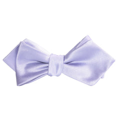 Lavender Purple Satin Self Tie Diamond Tip Bow Tie 2