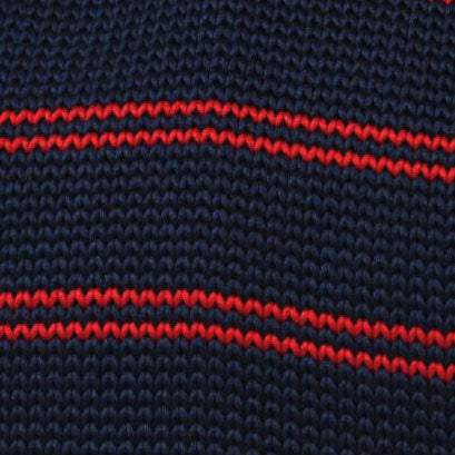 Lester Navy Blue with Red Striped Knitted Tie Fabric 