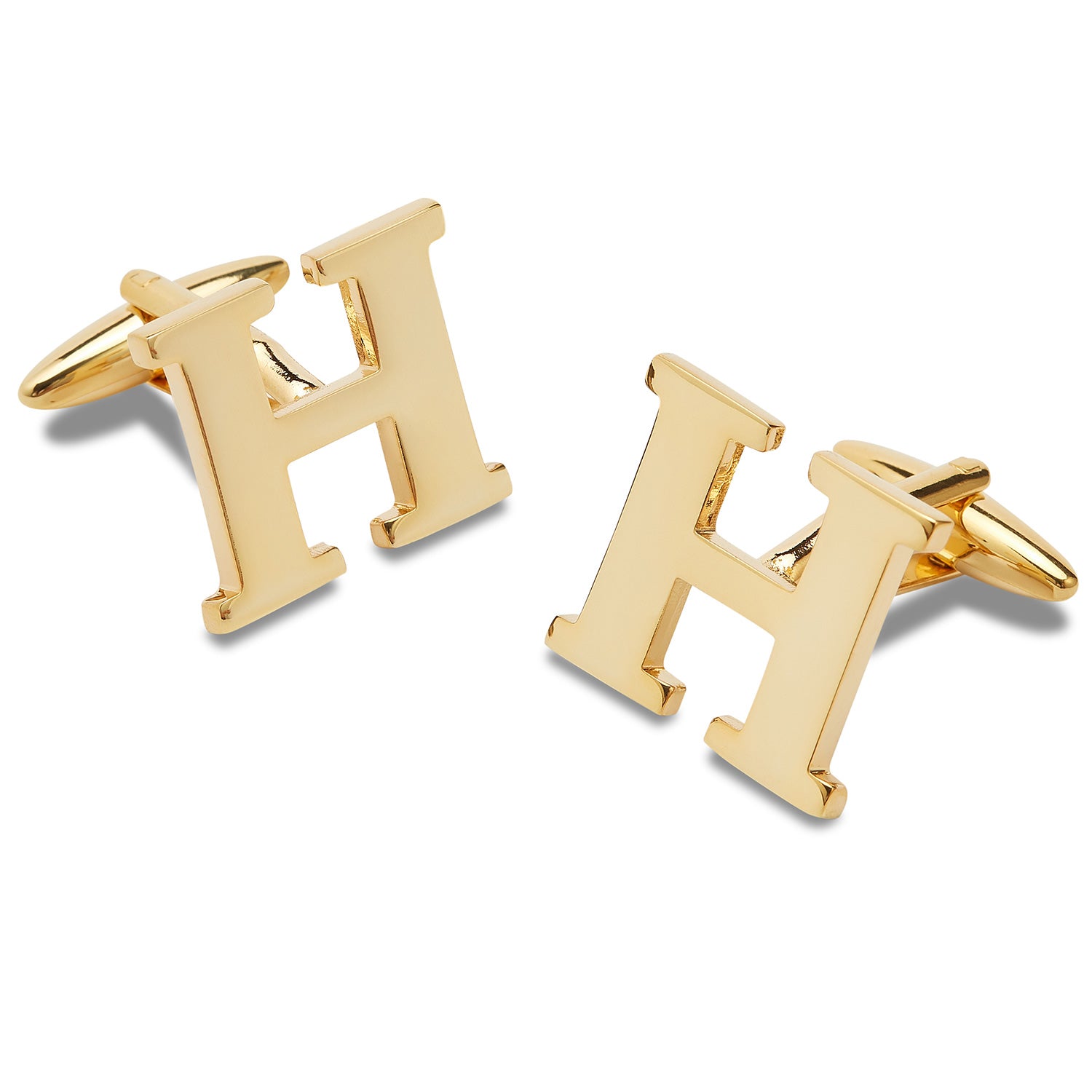 Letter H Gold Cufflinks