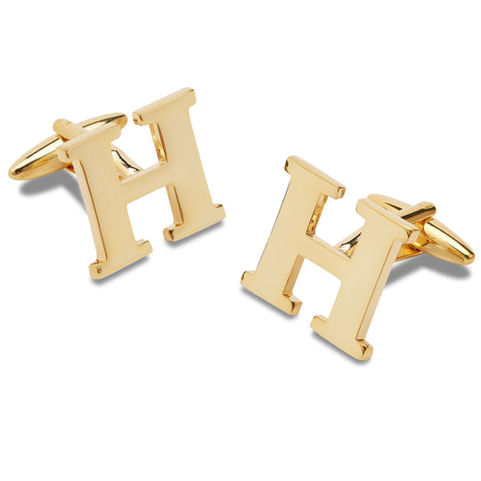 Letter H Gold Cufflinks