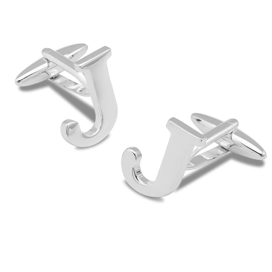 Letter J Silver Cufflinks