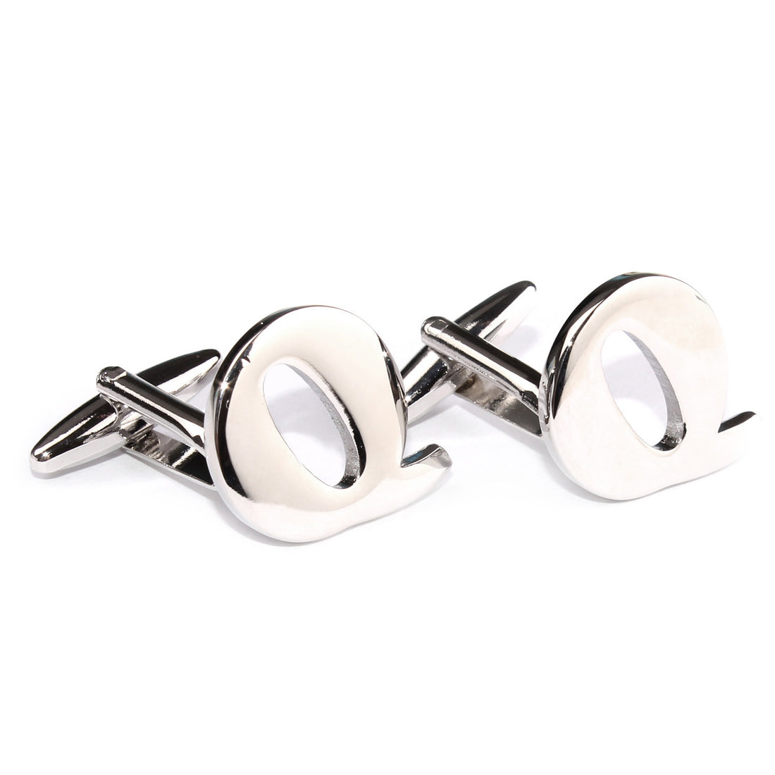 Letter Q Silver Cufflinks Front OTAA