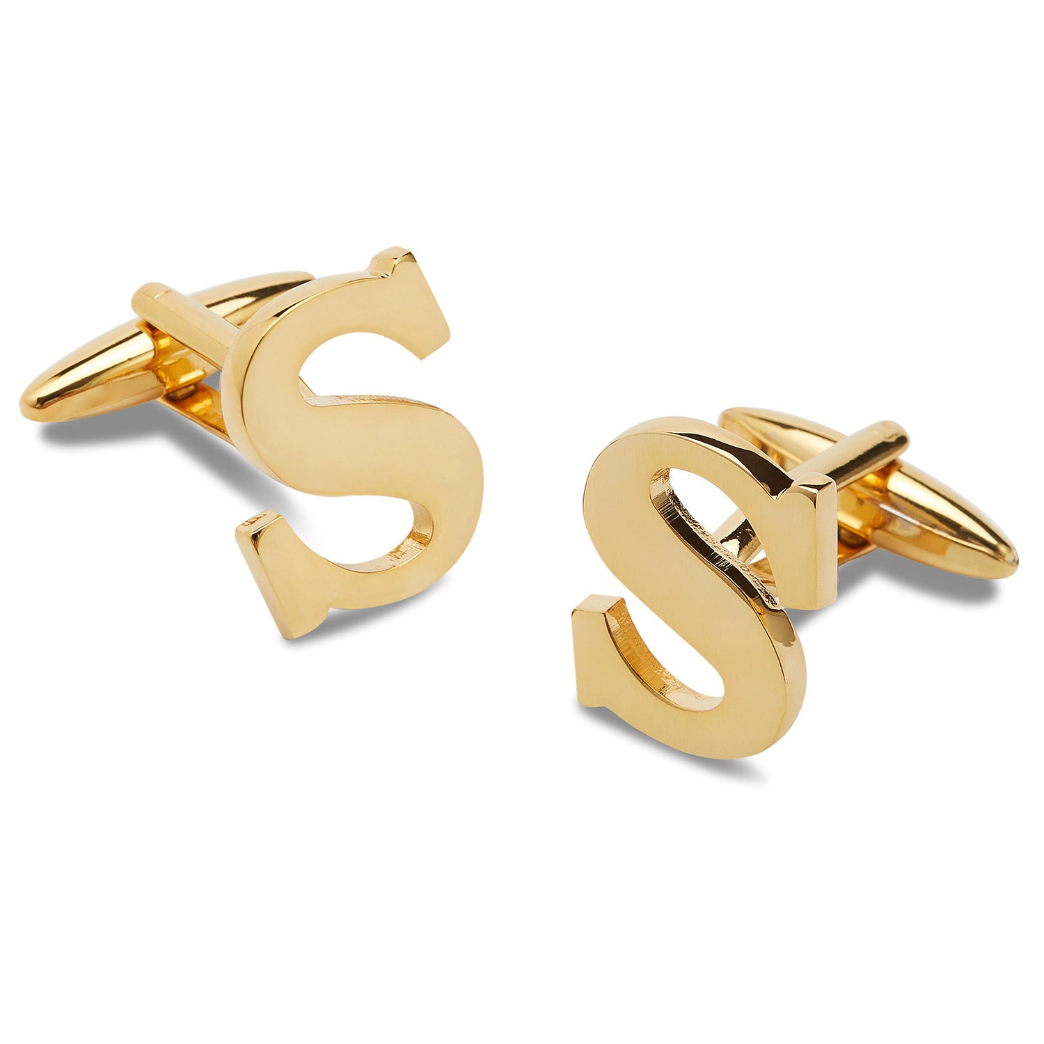 Letter S Gold Cufflinks