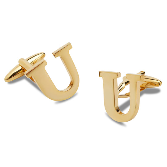 Letter U Gold Cufflinks